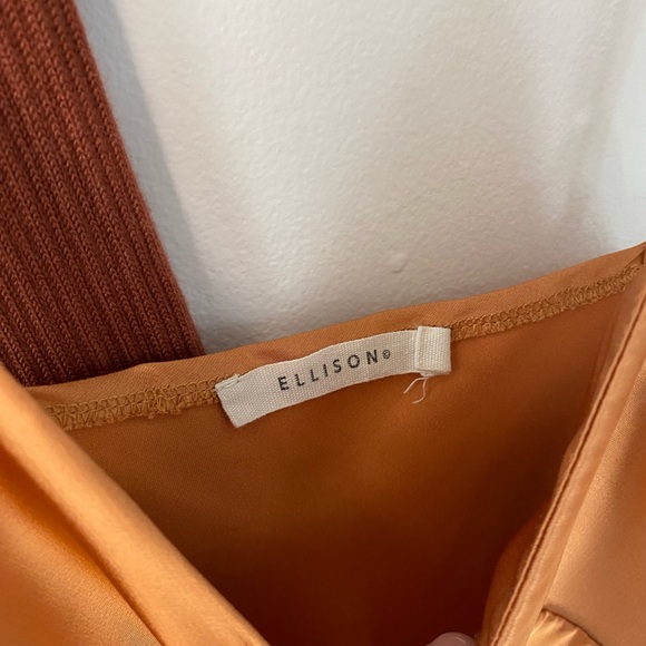 Copper Silk Dress Floor Length with slit - Picture 4 of 4